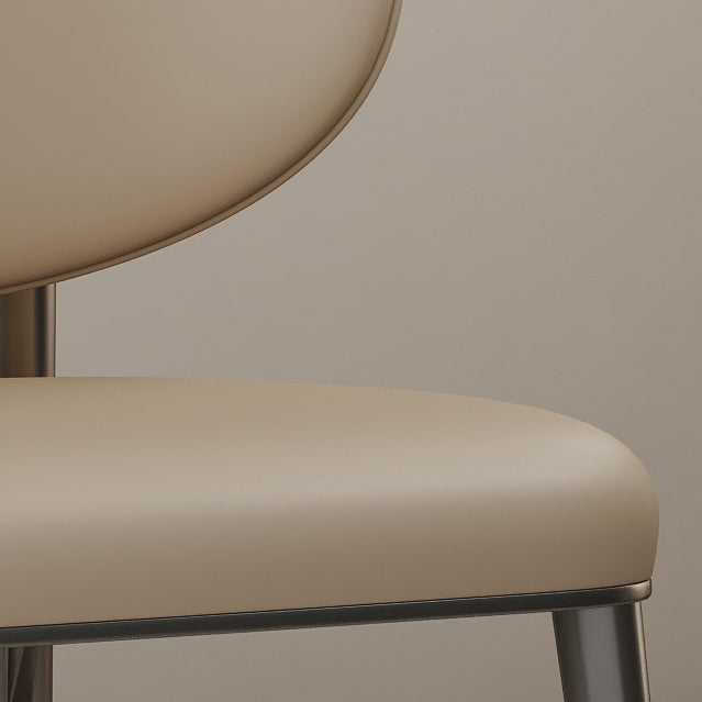 Modern Luxury Microfiber Leather & Carbon Steel Round Cushion Dining Chair With Backrest For Dining Room