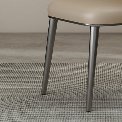 Modern Luxury Microfiber Leather & Carbon Steel Round Cushion Dining Chair With Backrest For Dining Room