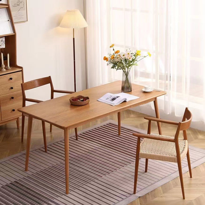 Contemporary Nordic Wood & Rope Square Dining Chair With Armrest & Backrest For Dining Room