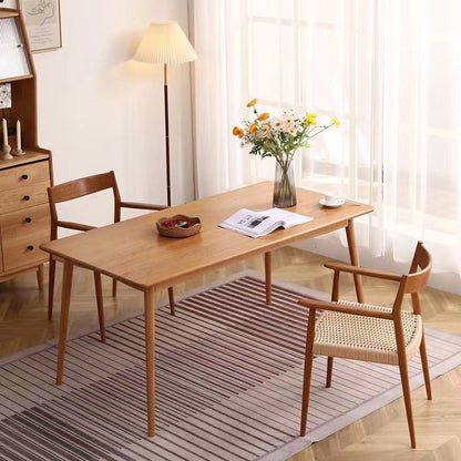 Contemporary Nordic Wood & Rope Square Dining Chair With Armrest & Backrest For Dining Room