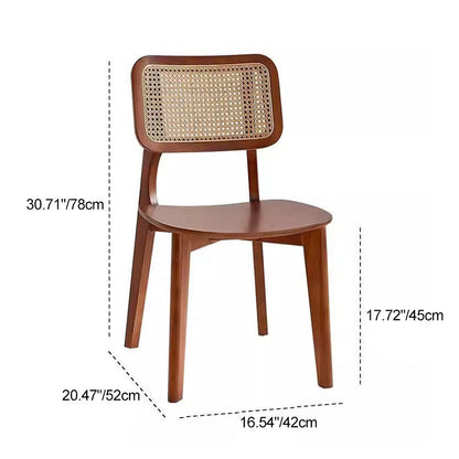 Contemporary Nordic Solid Wood & Rattan Square Dining Chair With Backrest For Dining Rooms