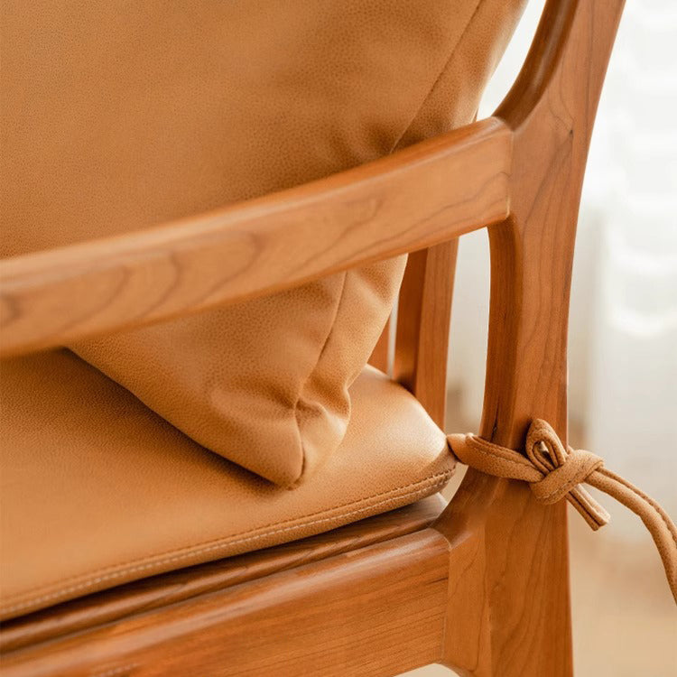 Contemporary Nordic Solid Wood Fabric Square Dining Chair With Backrest & Armrests For Living Room And Dining Room