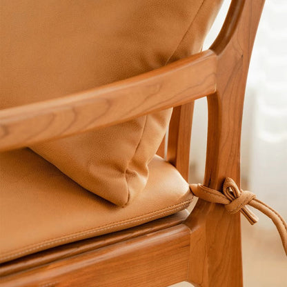 Contemporary Nordic Solid Wood Fabric Square Dining Chair With Backrest & Armrests For Living Room And Dining Room