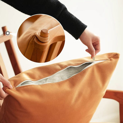 Contemporary Nordic Solid Wood Fabric Square Dining Chair With Backrest & Armrests For Living Room And Dining Room