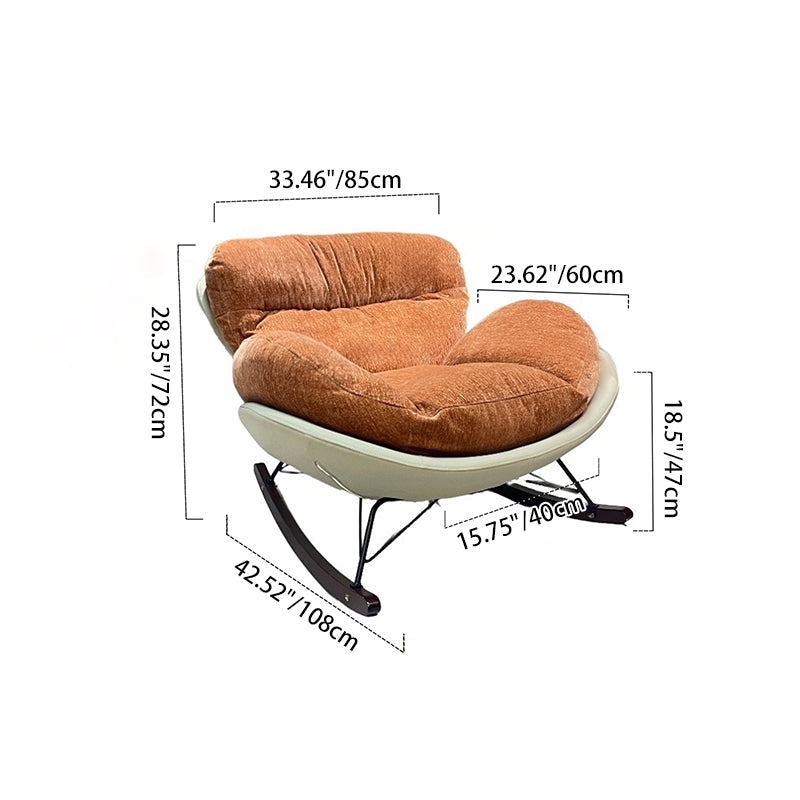 Modern Rocking Lounge Chair With Backrest - Faux Leather Base Chenille Fabric Upholstered Accent Chair For Living Room