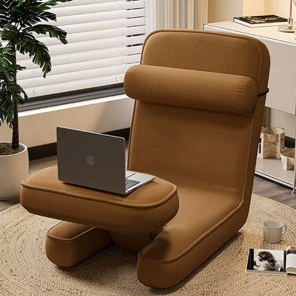 Modern Simplicity Cotton-Linen Square Lazy Sofa Tatami With Adjustable Backrest & Foldable Table For Bedroom & Bay Window