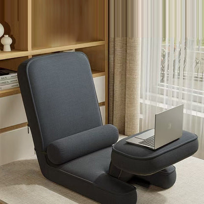 Modern Simplicity Cotton-Linen Square Lazy Sofa Tatami With Adjustable Backrest & Foldable Table For Bedroom & Bay Window