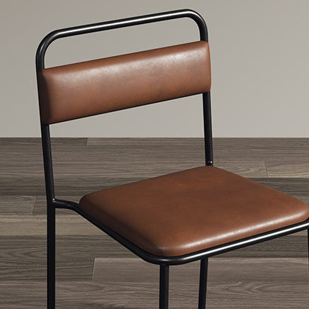 Contemporary Scandinavian Iron Leather Velvet Square Dining Chair Backrest Stackable For Dining Room