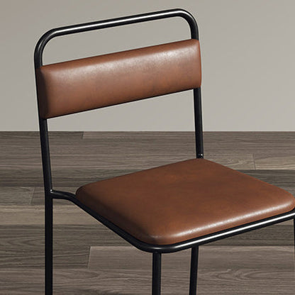 Contemporary Scandinavian Iron Leather Velvet Square Dining Chair Backrest Stackable For Dining Room