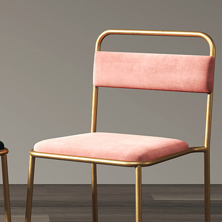 Contemporary Scandinavian Iron Leather Velvet Square Dining Chair Backrest Stackable For Dining Room