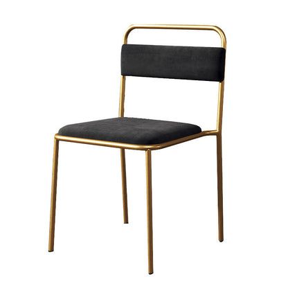 Contemporary Scandinavian Iron Leather Velvet Square Dining Chair Backrest Stackable For Dining Room