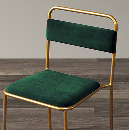 Contemporary Scandinavian Iron Leather Velvet Square Dining Chair Backrest Stackable For Dining Room