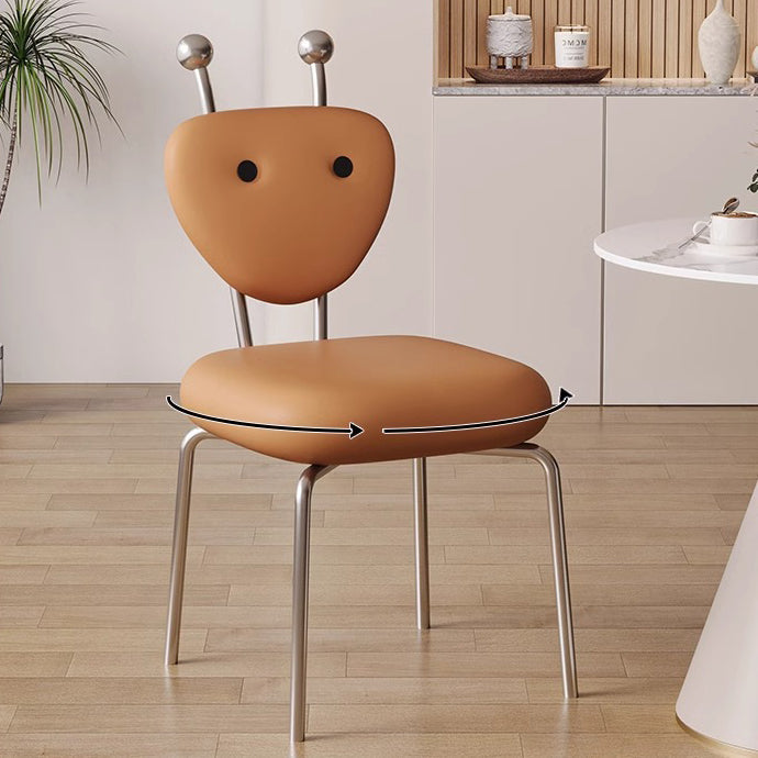 Contemporary Creative Leather & Lambswool Carbon Steel Stainless Steel Ant-Shaped Square Swivel Dining Chair Backrest For Dining Room