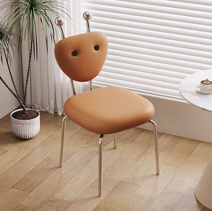 Contemporary Creative Leather & Lambswool Carbon Steel Stainless Steel Ant-Shaped Square Swivel Dining Chair Backrest For Dining Room