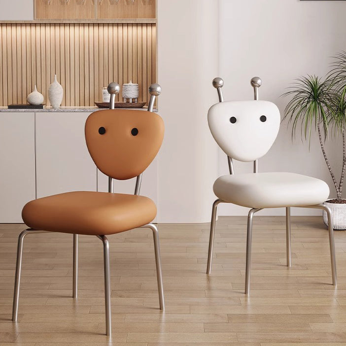 Contemporary Creative Leather & Lambswool Carbon Steel Stainless Steel Ant-Shaped Square Swivel Dining Chair Backrest For Dining Room