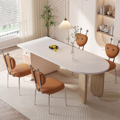 Contemporary Creative Leather & Lambswool Carbon Steel Stainless Steel Ant-Shaped Square Swivel Dining Chair Backrest For Dining Room