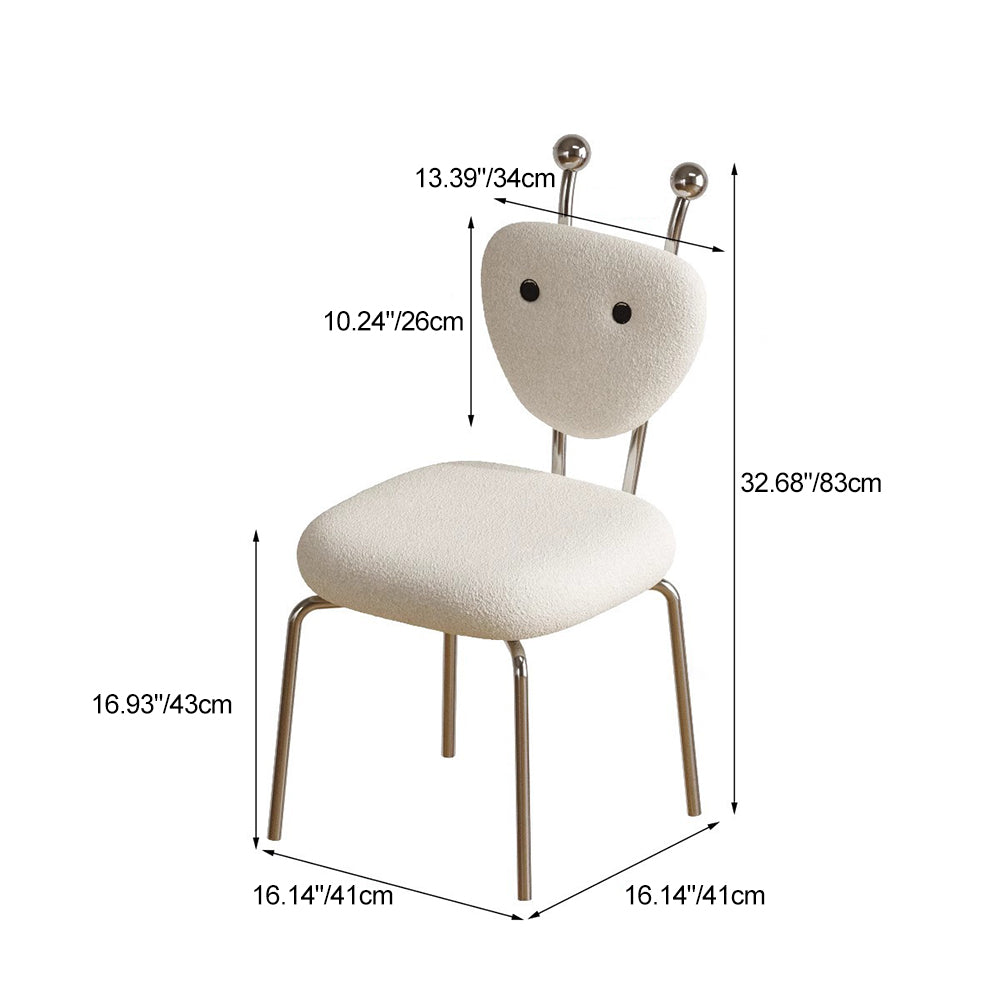 Contemporary Creative Leather & Lambswool Carbon Steel Stainless Steel Ant-Shaped Square Swivel Dining Chair Backrest For Dining Room