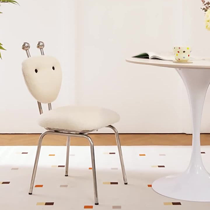 Contemporary Creative Leather & Lambswool Carbon Steel Stainless Steel Ant-Shaped Square Swivel Dining Chair Backrest For Dining Room