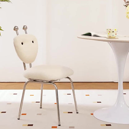 Contemporary Creative Leather & Lambswool Carbon Steel Stainless Steel Ant-Shaped Square Swivel Dining Chair Backrest For Dining Room