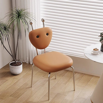 Contemporary Creative Leather & Lambswool Carbon Steel Stainless Steel Ant-Shaped Square Swivel Dining Chair Backrest For Dining Room