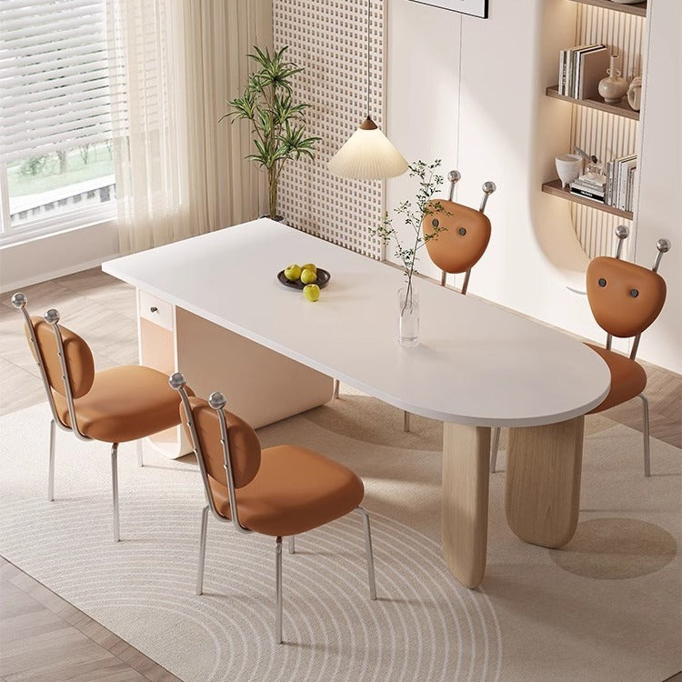 Contemporary Creative Leather & Lambswool Carbon Steel Stainless Steel Ant-Shaped Square Swivel Dining Chair Backrest For Dining Room