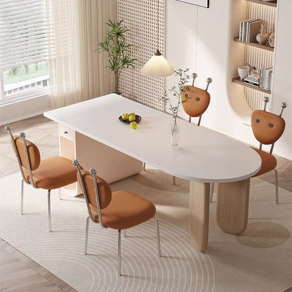 Contemporary Creative Leather & Lambswool Carbon Steel Stainless Steel Ant-Shaped Square Swivel Dining Chair Backrest For Dining Room