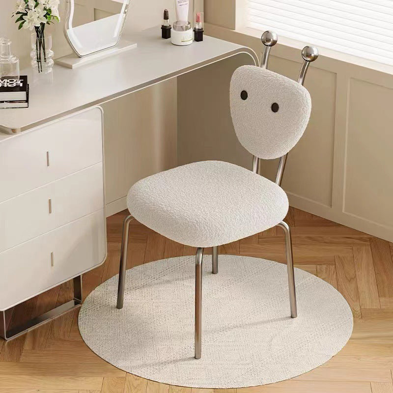 Contemporary Creative Leather & Lambswool Carbon Steel Stainless Steel Ant-Shaped Square Swivel Dining Chair Backrest For Dining Room