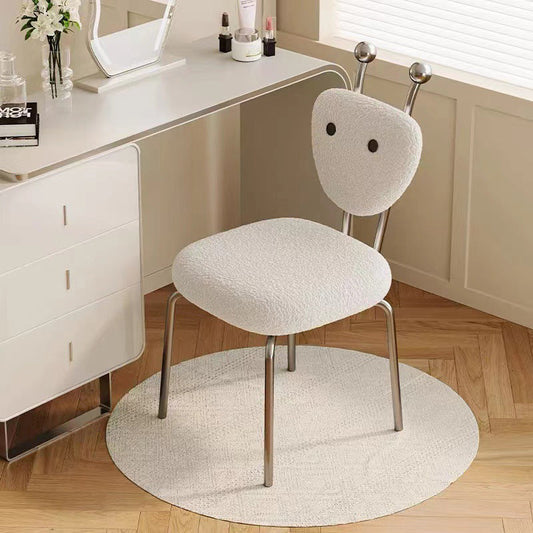 Contemporary Creative Leather & Lambswool Carbon Steel Stainless Steel Ant-Shaped Square Swivel Dining Chair Backrest For Dining Room