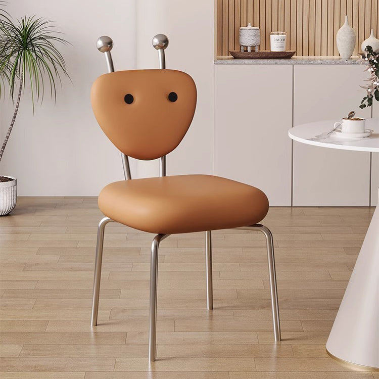 Contemporary Creative Leather & Lambswool Carbon Steel Stainless Steel Ant-Shaped Square Swivel Dining Chair Backrest For Dining Room