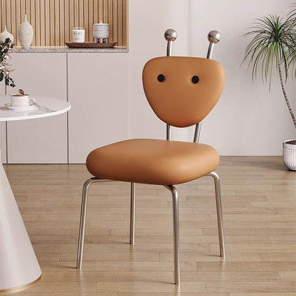Contemporary Creative Leather & Lambswool Carbon Steel Stainless Steel Ant-Shaped Square Swivel Dining Chair Backrest For Dining Room