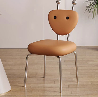 Contemporary Creative Leather & Lambswool Carbon Steel Stainless Steel Ant-Shaped Square Swivel Dining Chair Backrest For Dining Room