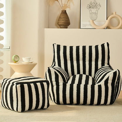 Contemporary Scandinavian Teddy Fleece EPS Striped Square Lazy Sofa Footrest Backrest Armrest For Living Room And Bedroom