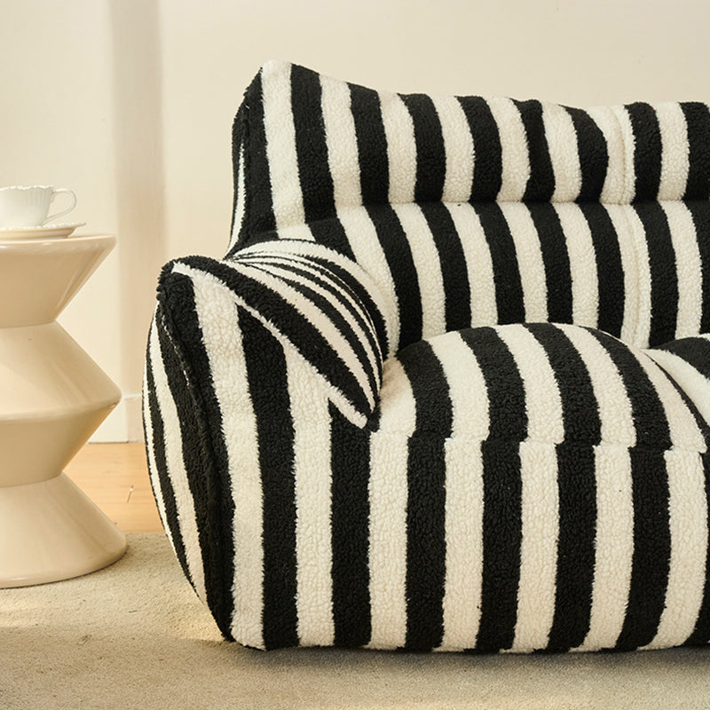 Contemporary Scandinavian Teddy Fleece EPS Striped Square Lazy Sofa Footrest Backrest Armrest For Living Room And Bedroom