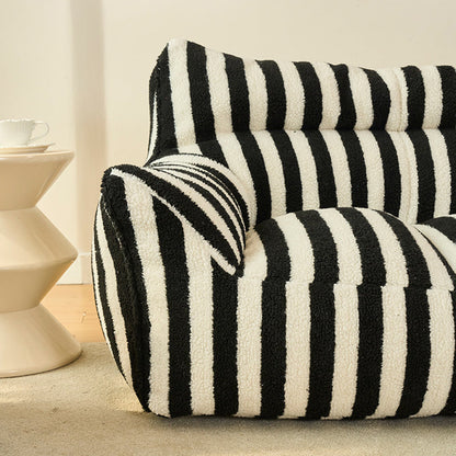 Contemporary Scandinavian Teddy Fleece EPS Striped Square Lazy Sofa Footrest Backrest Armrest For Living Room And Bedroom