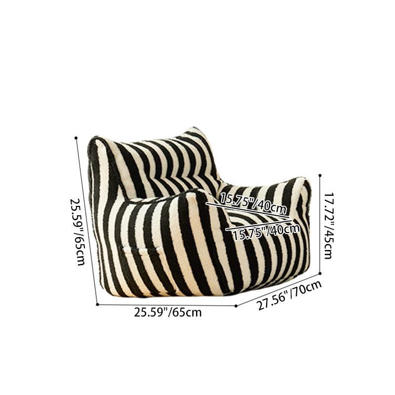Contemporary Scandinavian Teddy Fleece EPS Striped Square Lazy Sofa Footrest Backrest Armrest For Living Room And Bedroom