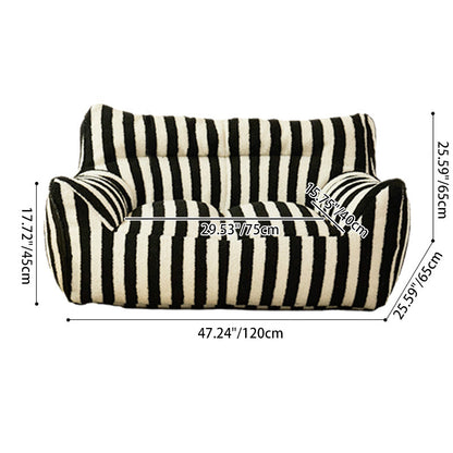 Contemporary Scandinavian Teddy Fleece EPS Striped Square Lazy Sofa Footrest Backrest Armrest For Living Room And Bedroom