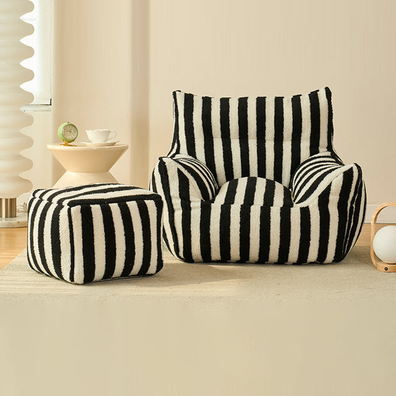 Contemporary Scandinavian Teddy Fleece EPS Striped Square Lazy Sofa Footrest Backrest Armrest For Living Room And Bedroom