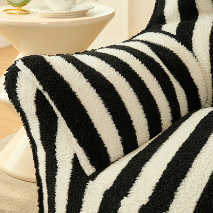 Contemporary Scandinavian Teddy Fleece EPS Striped Square Lazy Sofa Footrest Backrest Armrest For Living Room And Bedroom