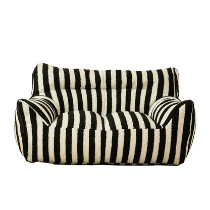 Contemporary Scandinavian Teddy Fleece EPS Striped Square Lazy Sofa Footrest Backrest Armrest For Living Room And Bedroom
