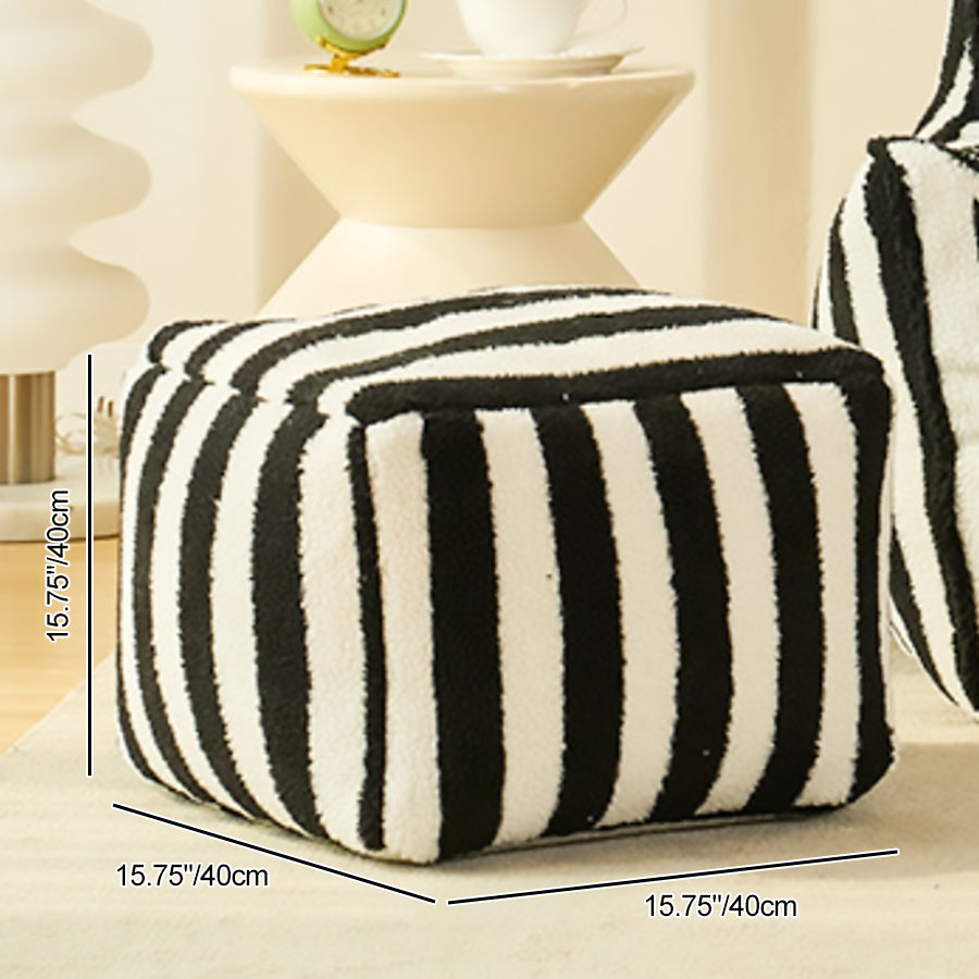 Contemporary Scandinavian Teddy Fleece EPS Striped Square Lazy Sofa Footrest Backrest Armrest For Living Room And Bedroom