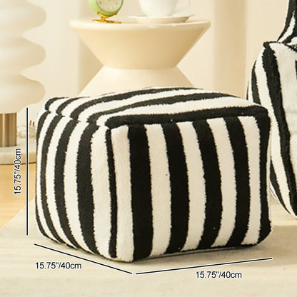 Contemporary Scandinavian Teddy Fleece EPS Striped Square Lazy Sofa Footrest Backrest Armrest For Living Room And Bedroom