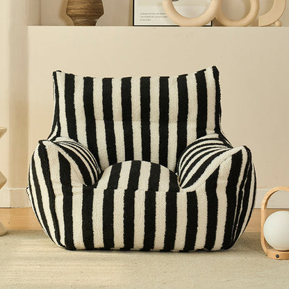 Contemporary Scandinavian Teddy Fleece EPS Striped Square Lazy Sofa Footrest Backrest Armrest For Living Room And Bedroom