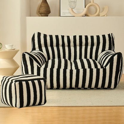 Contemporary Scandinavian Teddy Fleece EPS Striped Square Lazy Sofa Footrest Backrest Armrest For Living Room And Bedroom