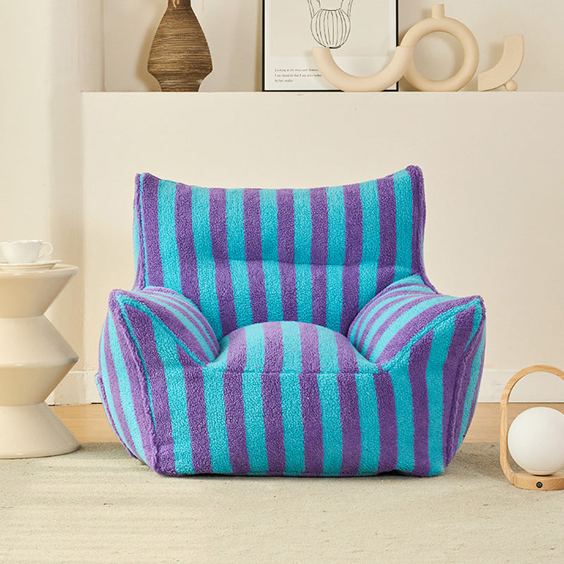 Contemporary Scandinavian Teddy Fleece EPS Striped Square Lazy Sofa Footrest Backrest Armrest For Living Room And Bedroom