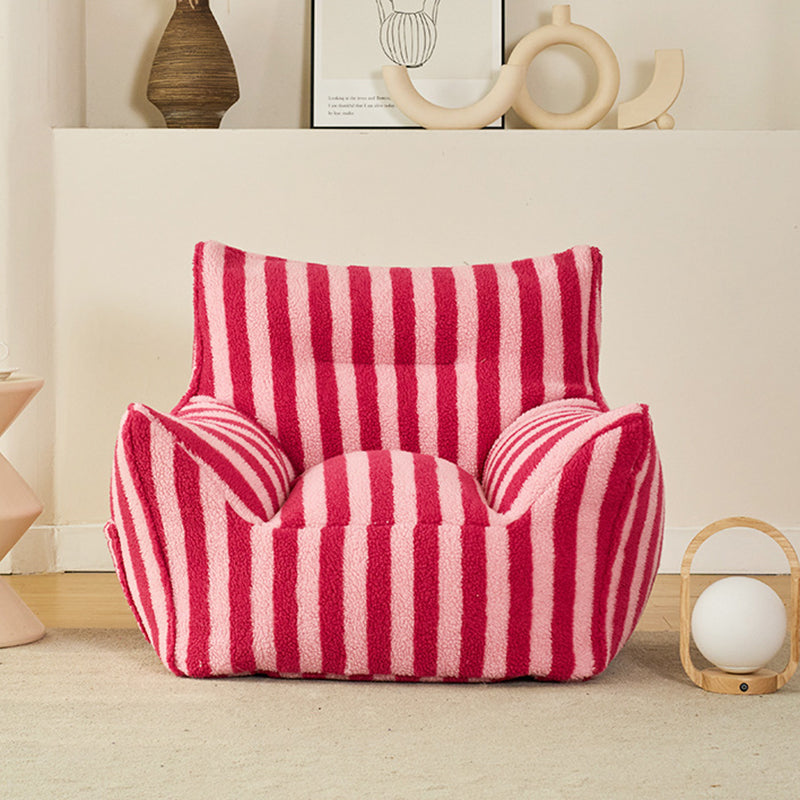Contemporary Scandinavian Teddy Fleece EPS Striped Square Lazy Sofa Footrest Backrest Armrest For Living Room And Bedroom