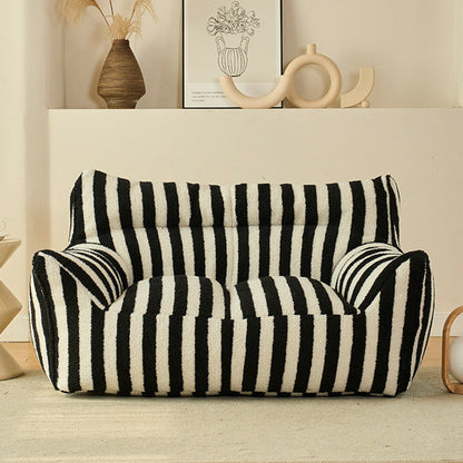 Contemporary Scandinavian Teddy Fleece EPS Striped Square Lazy Sofa Footrest Backrest Armrest For Living Room And Bedroom