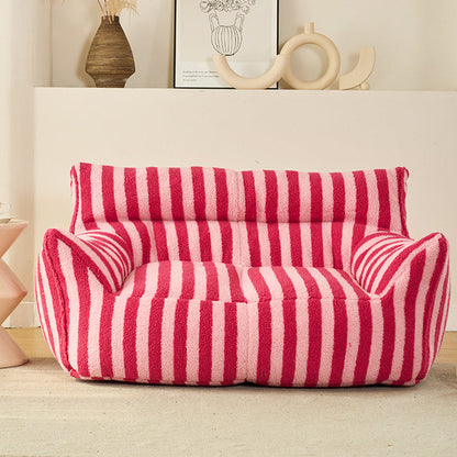 Contemporary Scandinavian Teddy Fleece EPS Striped Square Lazy Sofa Footrest Backrest Armrest For Living Room And Bedroom