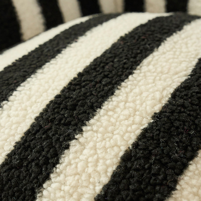 Contemporary Scandinavian Teddy Fleece EPS Striped Square Lazy Sofa Footrest Backrest Armrest For Living Room And Bedroom