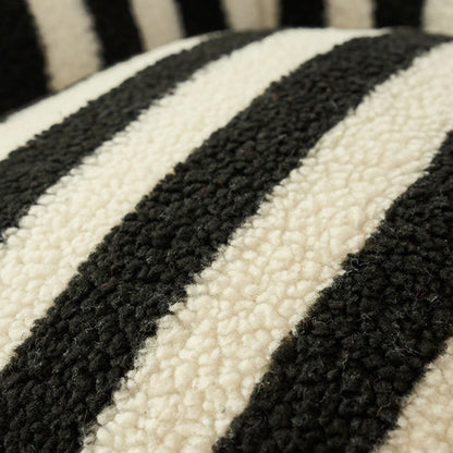 Contemporary Scandinavian Teddy Fleece EPS Striped Square Lazy Sofa Footrest Backrest Armrest For Living Room And Bedroom