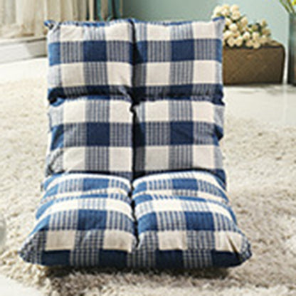 Modern Simplicity Fabric & Cotton Metal Rectangular Checkered Adjustable Backrest Lazy Chair Tatami For Living Room, Bedroom & Bay Window